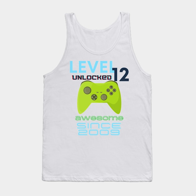 Level 12 Unlocked Awesome 2009 Video Gamer Tank Top by Fabled Rags 